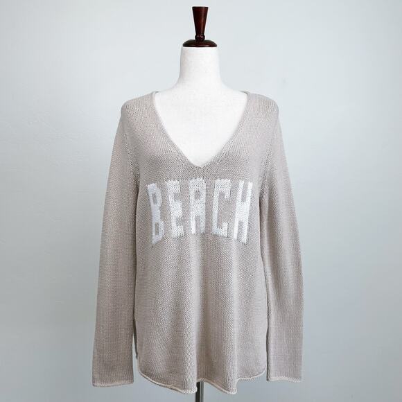 Miracle Tan Beach V-Neck Pullover Knit Sweater NWT - Picture 1 of 8